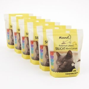 Asternut litiera pisici Pachet-economic-6-bucati-Miaunel-Silicat-pisici-aroma-lamaie-3.8-L